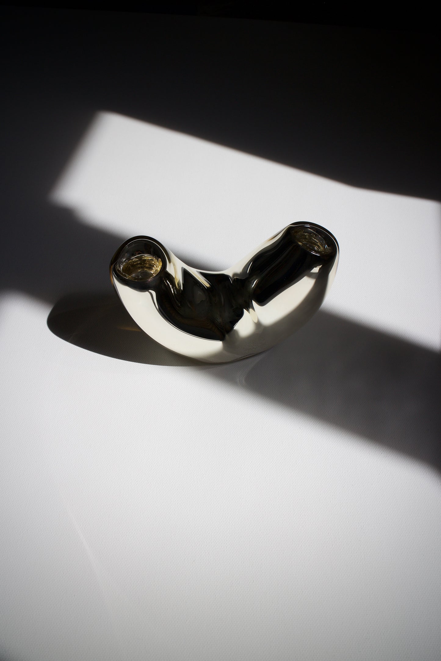 Curvy Glass Candle Holder – Silver