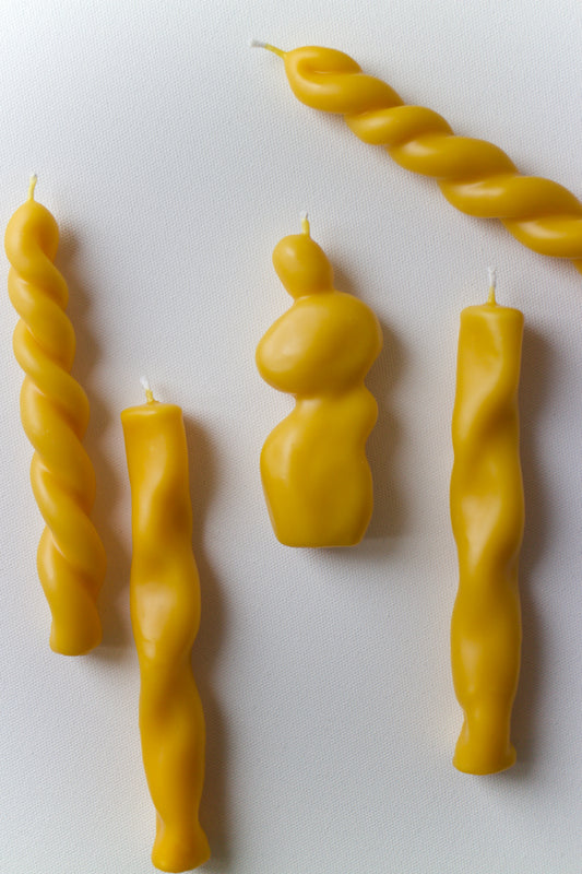 Set of 2: Twisted Candle 01 – Yellow Beeswax