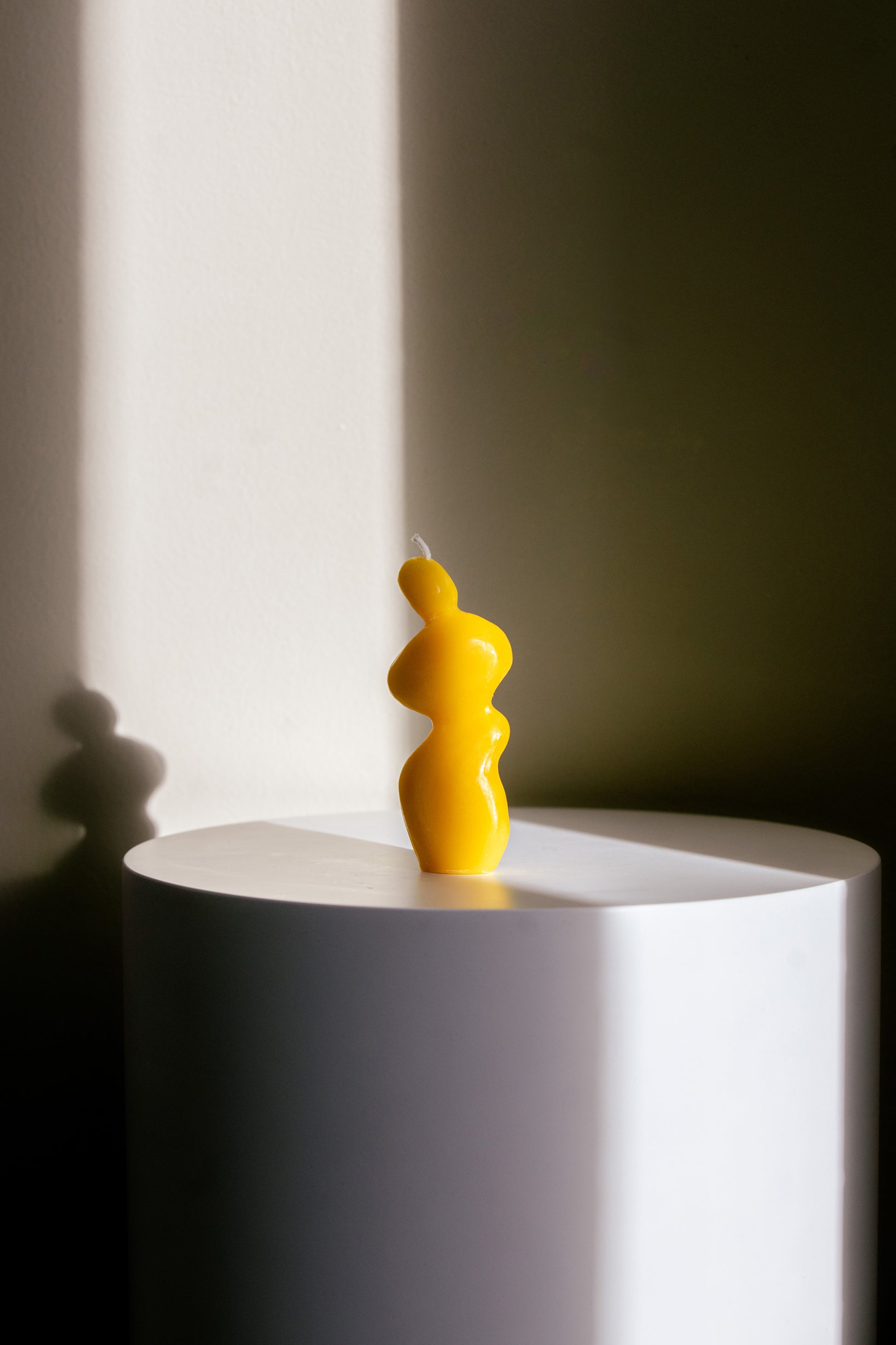Handmade Human Form Sculptural Candle Made from Yellow Beeswax