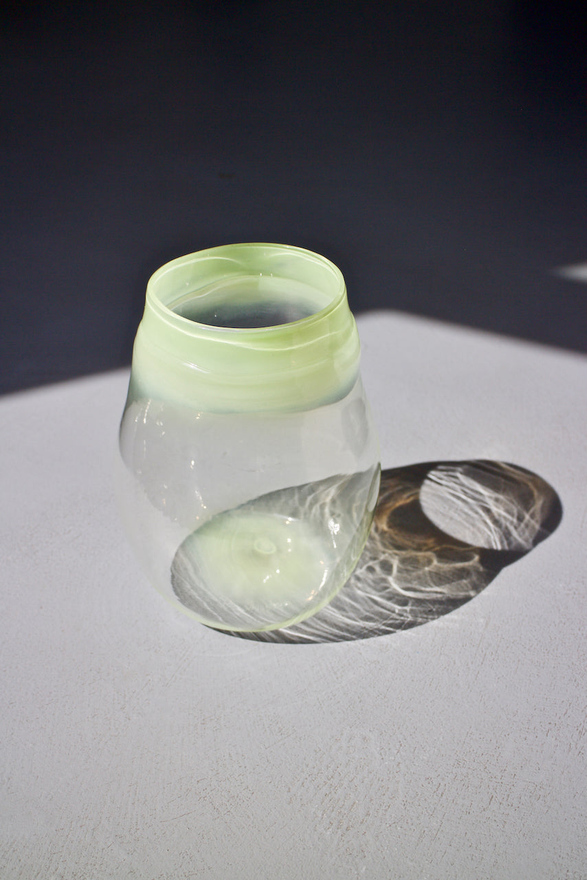 Round Two-Tone Glass Vase – Transparent-Pastel Pistachio