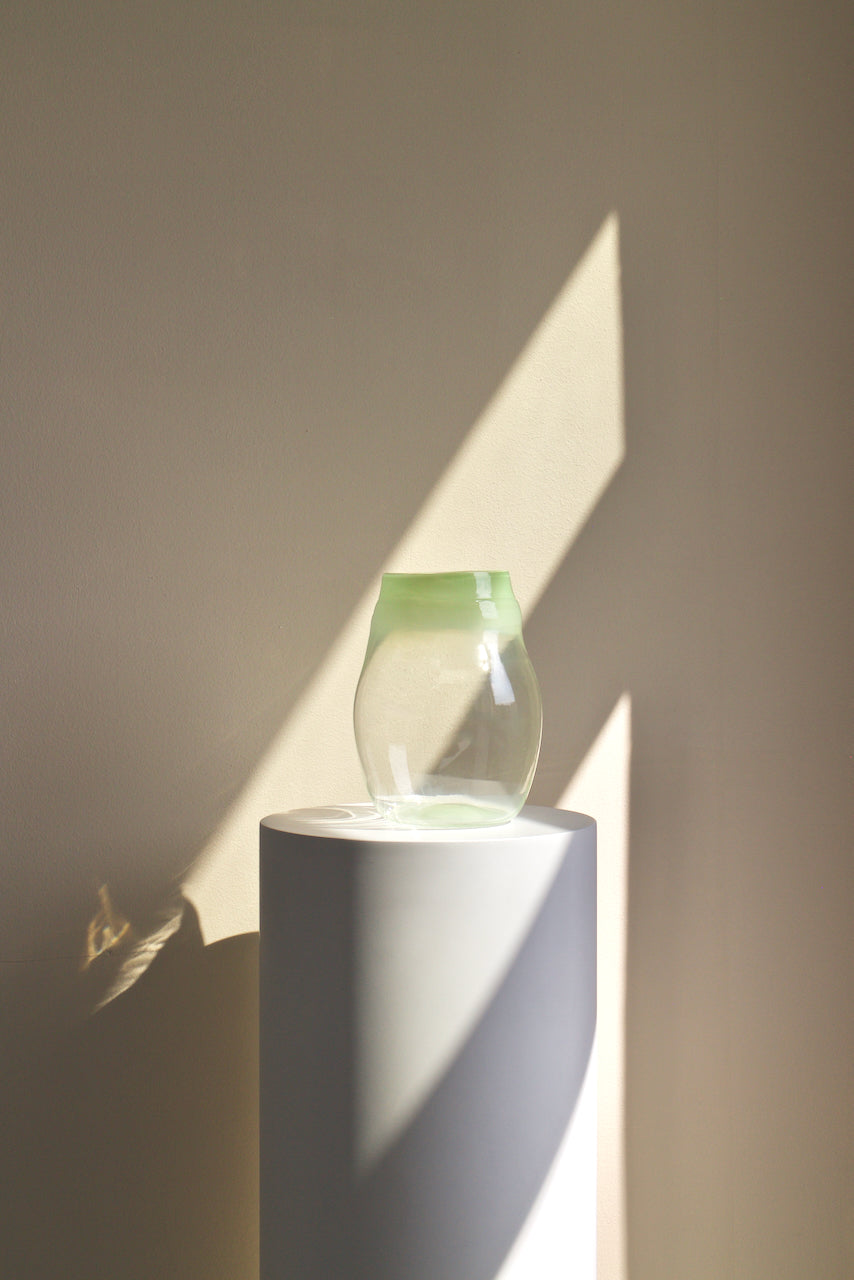 Round Two-Tone Glass Vase – Transparent-Pastel Pistachio
